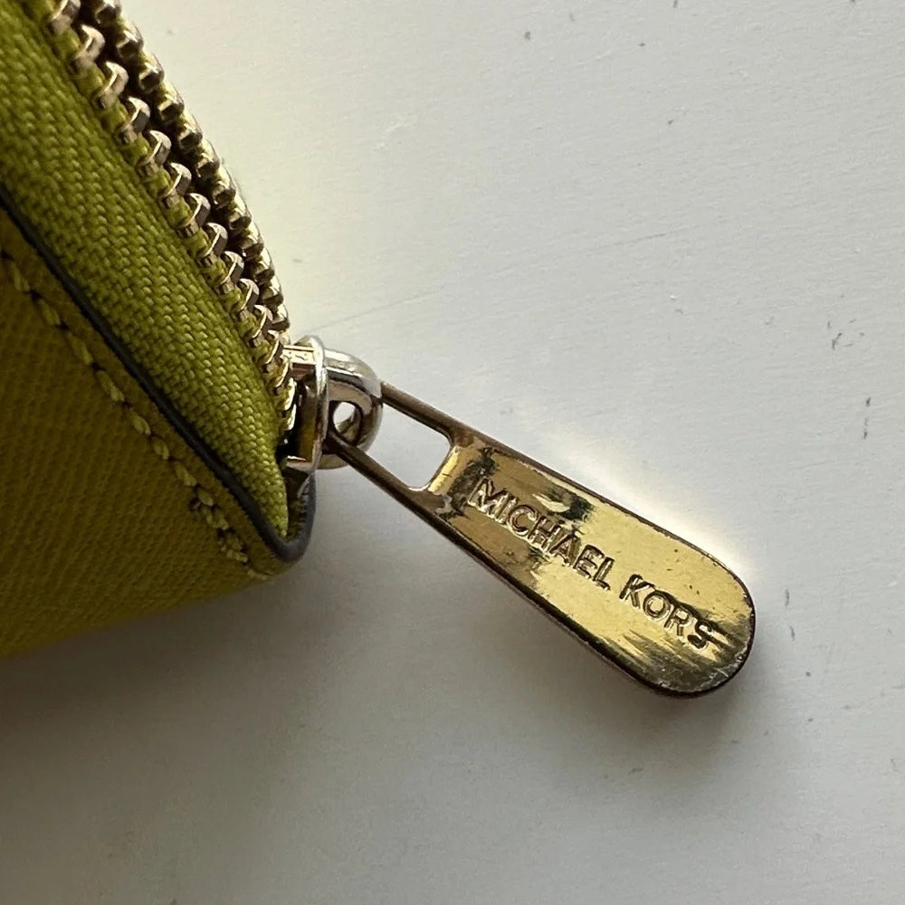 Michael Kors Lime Zip-Around Wallet with Gold Hardware